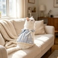 thumbnail image 2 of FEOLGEHLY Embroidered Pet Onesie, Dog Costume, Cat Costume, Small Medium Cats Dog Outfit, Bowknot Pet Clothes, Soft Breathable, Built‑in Leash, Pull‑over, Fits 13‑17 LBS ,19.7 x 15.7 in (Blue XS), 2 of 9