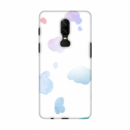 OnePlus 6 Case - Dalmatian - Washed Blues On White, Hard Plastic Back Cover, Slim Profile Cute Printed Designer Snap on Case with Screen Cleaning (Best Way To Wash Screens)