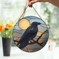 thumbnail image 3 of Raven Stained Glass Suncatcher, Gothic Crow Window Hanging, The Night Crow Home Decor, Halloween Gift, Housewarming Gift Idea for Dark Vibes 4340463422, 3 of 3