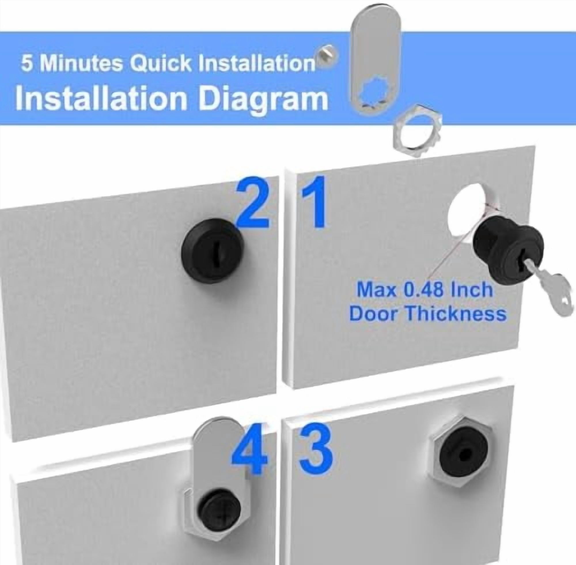 5 Pack Cabinet Locks Keyed Alike, 5/8" Cabinet Locks with Keys, Rv Cam Lock for Storage Door Rv Compartment Lock Secure File Drawer Mailbox Toolbox, Zinc Alloy