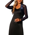 thumbnail image 1 of Inspire Chic Chaquetas de Satén para Mujeres para Vestido de Noche Cárdigan de Malla Abierto Elegante Bolero de Boda 2XL Azul Oscuro, 1 of 6