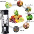 thumbnail image 4 of Personal Blender, Strong Cutting Power, Portable And Widely Application For Home, Sport, Office, Camping (350-420ml, Black), 4 of 6
