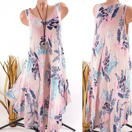 Womens Summer Floral Printed Sleeveless Casual Dress Ladies Sun Dress Tunic