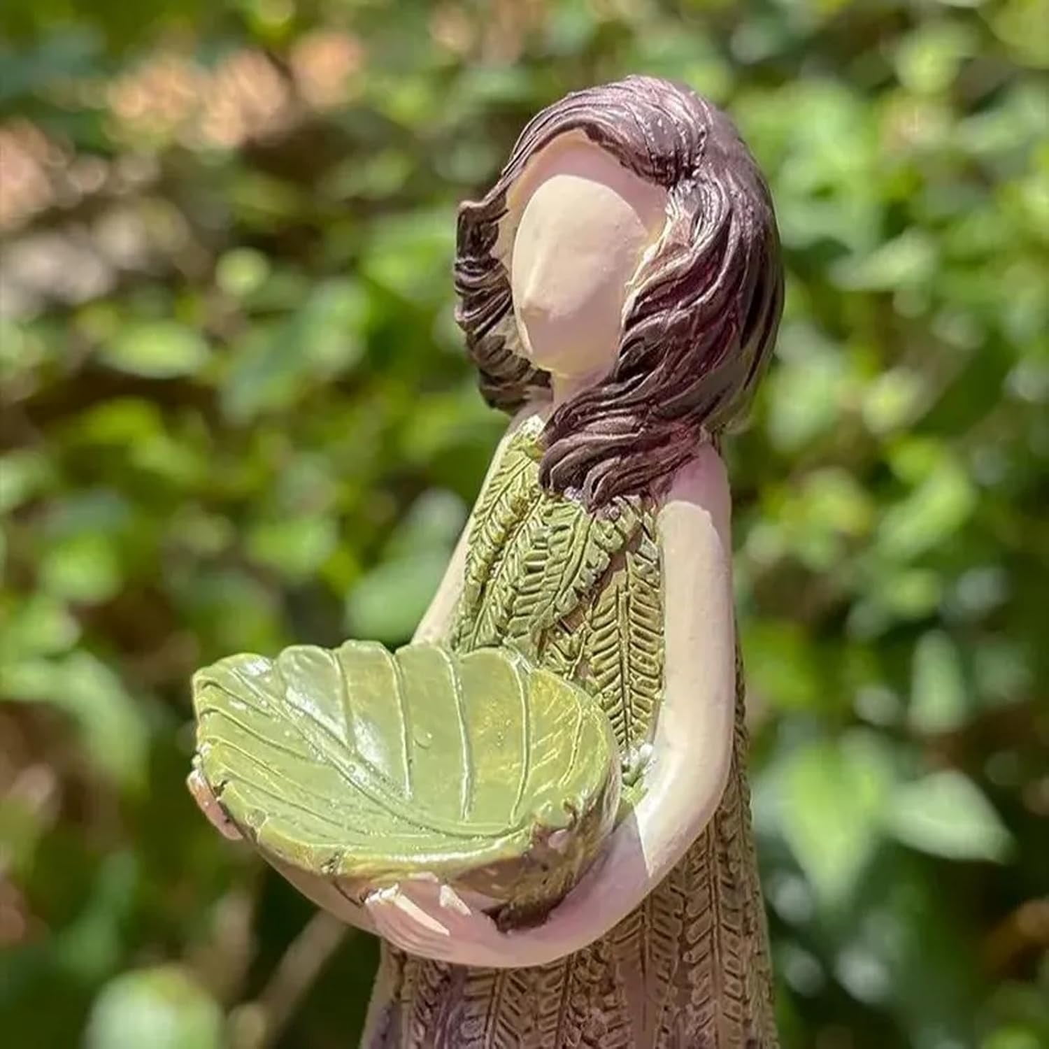 Garden Girl Sculpture, Bee & Butterfly Water Feeder, Garden Fairy Bee Watering Station, Butterfly Puddler Bath Feeder, Decorative Pollinator Feeder for Garden Yard Statue Decor
