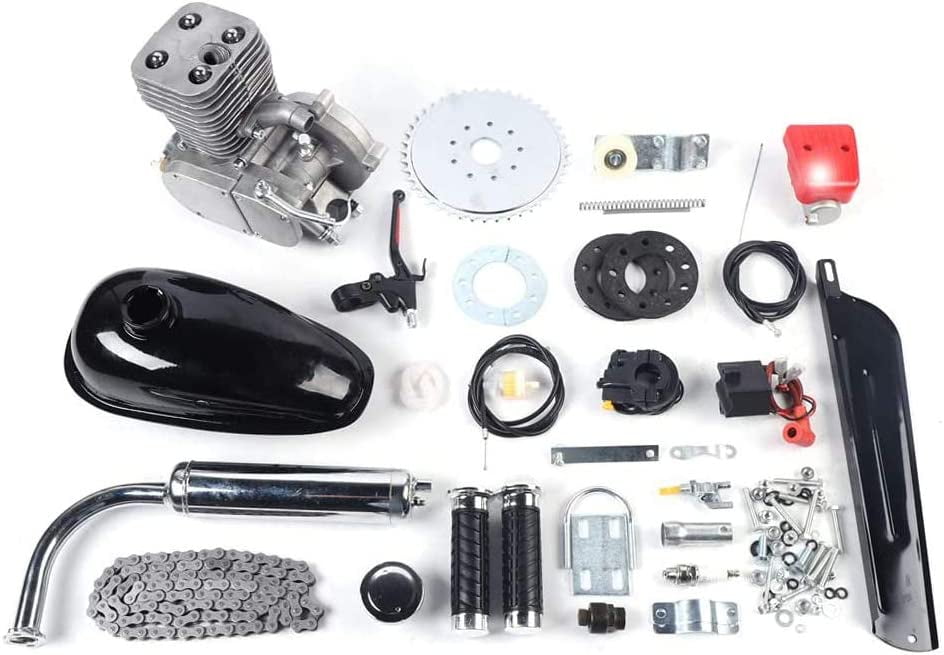 Miumaeov 100CC 2-Stroke Bike Engine Bicycle Motor Set Gas Motorized Bike Petrol Gas Engine Kit for 26" 28" Bicycle (44 Tooth)