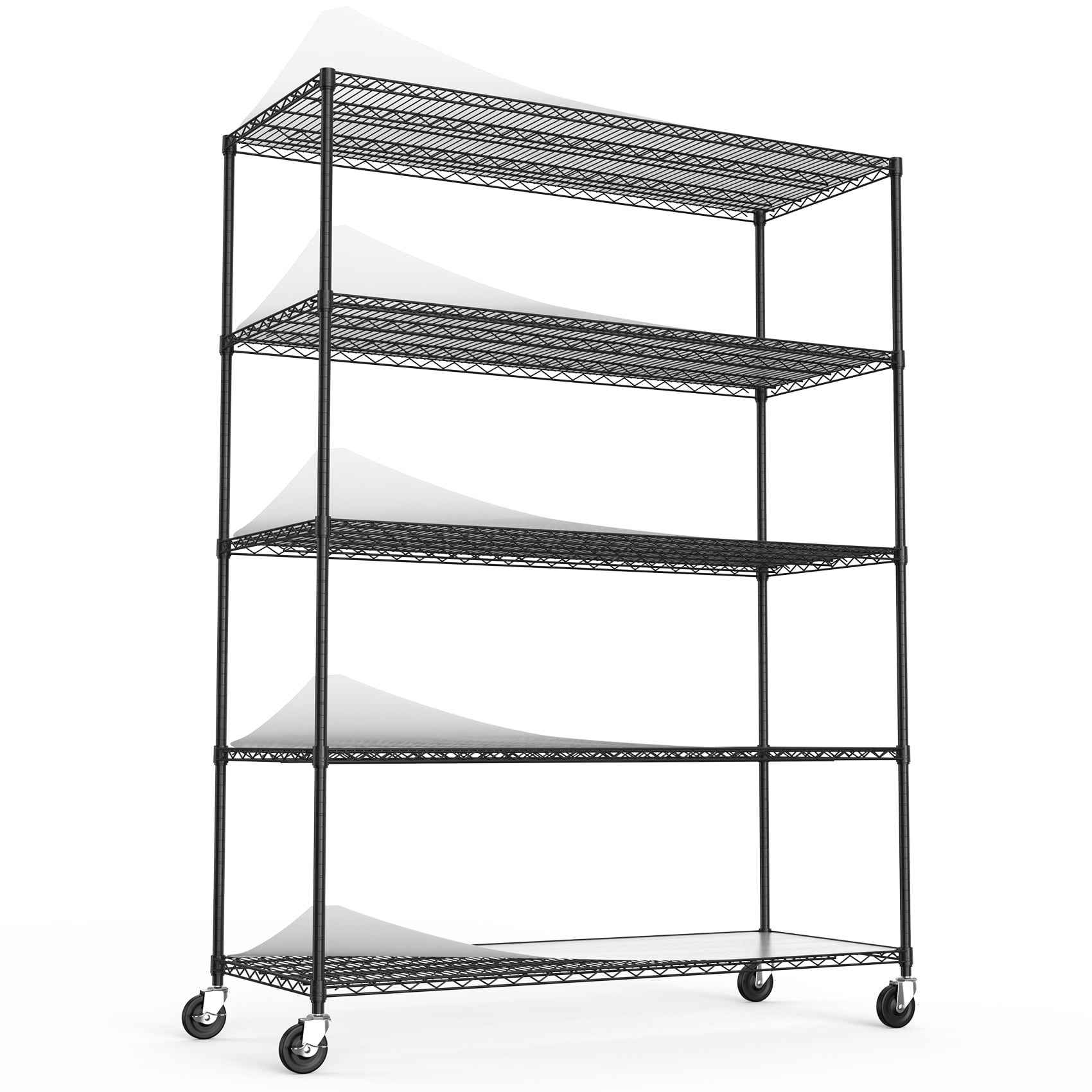 Miniyam 5 Tier 7500lbs Capacity Heavy Duty Adjustable Storage Rack, NSF Metal Shelf Wire Shelving Unit for Commercial Grade Utility Steel Storage Rack, Black