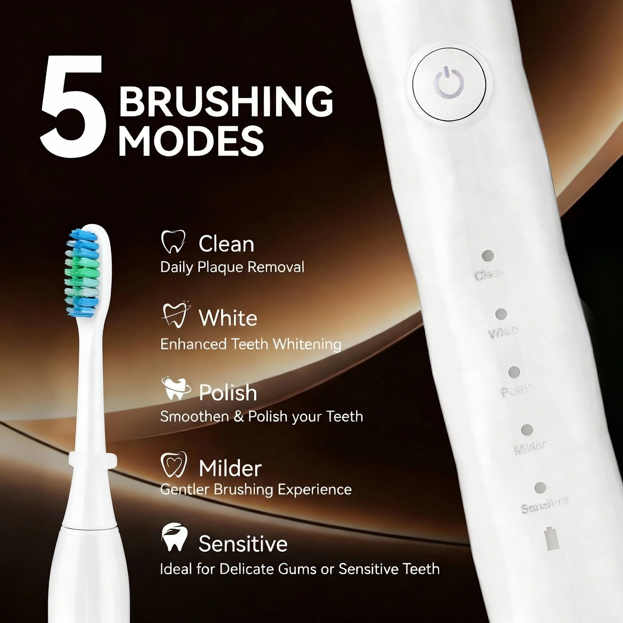 GUFICLE Sonic Electric Toothbrush Set, 70-Day Battery Life with 4 Replacemen Brush Heads, Black