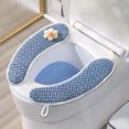 thumbnail image 4 of sruoe Toilet Seat Covers, Padded Toilet Seat Covers, Soft Warmer Toilet Seat, Fits Most Size Toilet Seat for Bathroom, Blue, 4 of 7