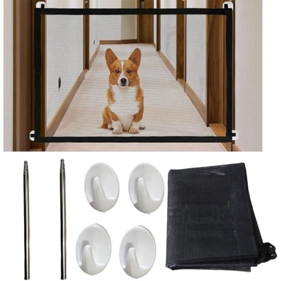 Mesh Pet Gate, 110cm*72cm Portable Folding Mesh Safety Dog Gate, Safety Dog Cat Magic Gate Portable Doggy Screen Barriers for Stairs, Doorways, Hallways