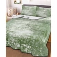 thumbnail image 3 of Quilts Twin Size Bedding Set, Shabby Sage Green Lightweight Quilted Comforter, Oil Painting Vintage Art Green White Soft Reversible Bedspread Coverlet with Pillow Covers for All Season, 68" x 86", 3 of 7