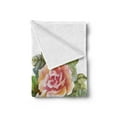 thumbnail image 2 of Watercolor Soft Flannel Fleece Blanket, Wild Exotic Birds Roses Spring Season Flowers Leaves Buds Painting Artwork Image, Cozy Plush for Indoor and Outdoor Use, 50" x 70", Multicolor, by Ambesonne, 2 of 5