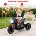 thumbnail image 3 of Costway 6V Kids Motorcycle with Song,Story,LED Headlights,Accelerator Pedal & 3 Wheels, Red & Black, 3 of 10