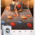 thumbnail image 4 of Drap de Lit en Micro-Polaire Peluche Extra Doux et Confortable en Velours Flanelle Drap-Housse du Dessous 4.9*6.6‘ 3#, 4 of 7