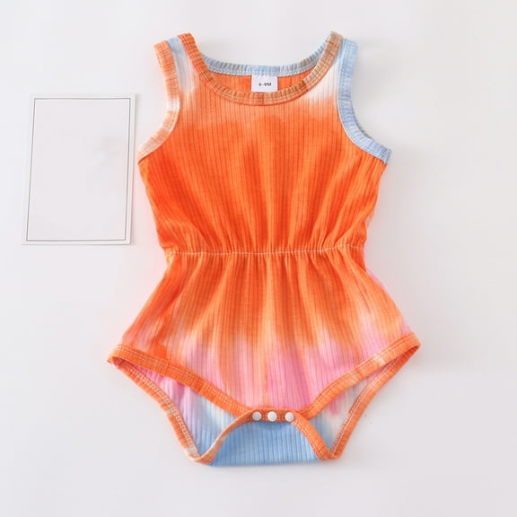 MJTBGFSWG Baby Girl Baby Girl Clothes Sleeveless Dye Tie Prints Romper Jumpsuit Cute Baby Girl Clothes Size 9-12 Months
