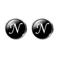 thumbnail image 1 of Manchette en Verre Boutons Manches Rondes Lettres Anglaises Boutons Col Décoratif pour Homme (N L), 1 of 8