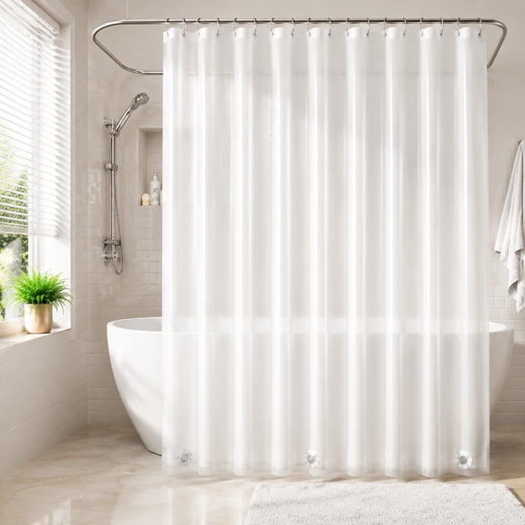 Deally Frosted PEVA Plastic Shower Curtain Liner 72 inch Long Length,Waterproof Opaque Shower Liner with 3 Bottom Magnets No Smells with Rustproof Grommets