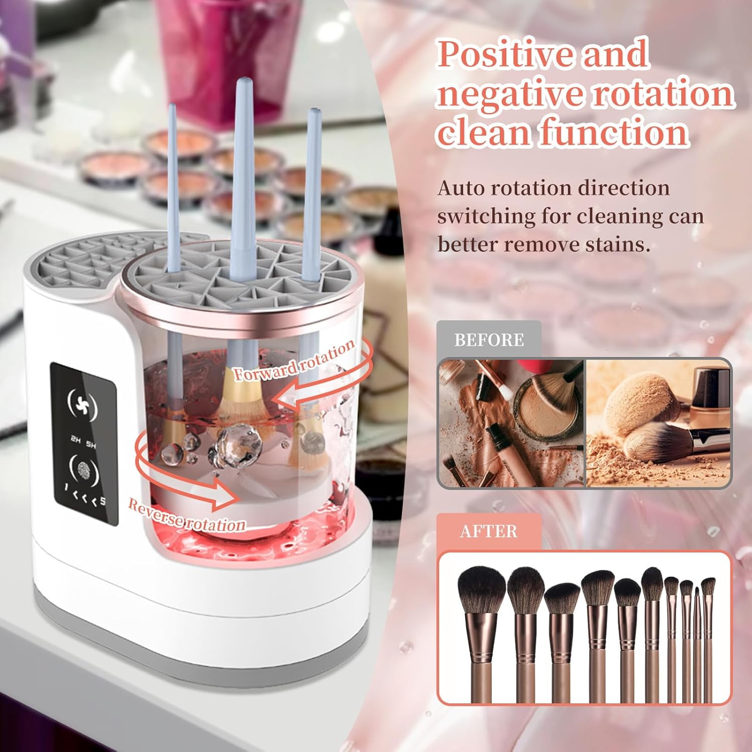 3 IN 1 Electric Makeup Brush Cleaner Machine, Betahouse Makeup Brush Dryer, Portable Automatic Cosmetic Brushes Cleaner Tool for All Size Beauty Makeup Brush Set