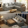 thumbnail image 3 of 85 Inch Modular Sectional Sofa Couch with Pull Out Bed, L Shaped 5 Seat Cloud Sectional Sleeper Sofa with Storage, Removable Sofa Cover, Light Gray, 3 of 9