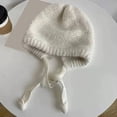 thumbnail image 4 of TRUBKH Beanie for Women Crochet Hats for Women Vintage Windproof Tassel Pullover Hat Women's Handmade Crochet Beanie Travel Crochet Hat with Ear Flaps Ear Warm Turned Brim Beanie A2 Beige One Size, 4 of 7