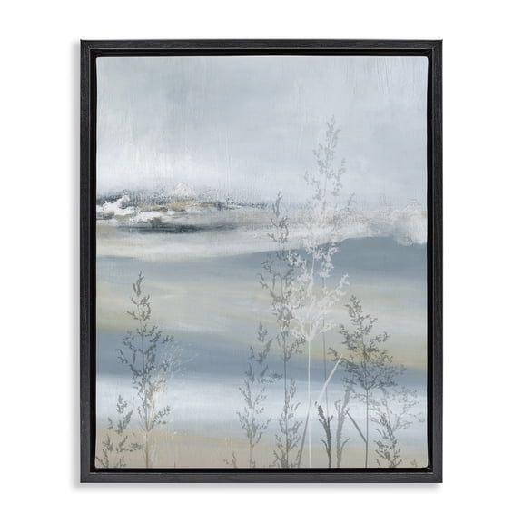 Stupell Industries Contemporary Abstract Blue Landscape Black Floating Frame Canvas Art, 25 x 31, by Carol Robinson