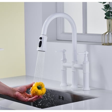 

Bridge Kitchen Faucet with Pull Down Sprayhead in Spot