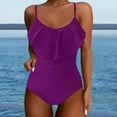 thumbnail image 2 of Baqcunre Cute & Flattering Ruffle Swimwear: Women's Tummy Control Bathing Suit for All Shapes, 1 Pc One-Piece Swimwear Purple L, 2 of 6