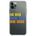 thumbnail image 1 of DistinctInk Clear Shockproof Hybrid Case for iPhone 11 (6.1" Screen) - TPU Bumper Acrylic Back Tempered Glass Screen Protector - Eat Beer Drink Bikes Ride Tacos, 1 of 1