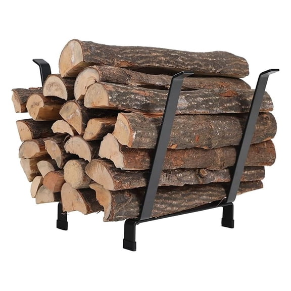 Firewood Rack Outdoor Indoor, Iron Arched Feet Fire Wood Heavy Duty Holder Log Rack, Black, 20" L X 15" W X 15" H