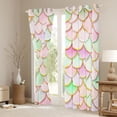 thumbnail image 3 of Homewish Mermaid Fishtail Blackout Curtains Set of 2 (52x84 Each),Cartoon Sea Animal Window Curtains,Pink Green Curtains and Drapes For Girls Teens,Ultra Soft Home Decor, 3 of 6