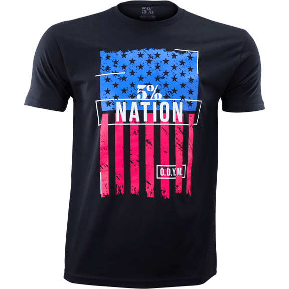 5% Nation Flag, 100% Cotton Black T Shirt, Short Sleeve Muscle Fit Shirt, Workout Mens T Shirt, Gym Clothes for Men, Exercise Fitness Gear - M