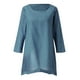 thumbnail image 3 of Gibobby Blusa Manga Larga Mujer Blusa holgada de lino con dobladillo irregular de manga larga de talla grande para mujer, blusa tipo túnica de verano para mujer（Azul， XXXL), 3 of 5