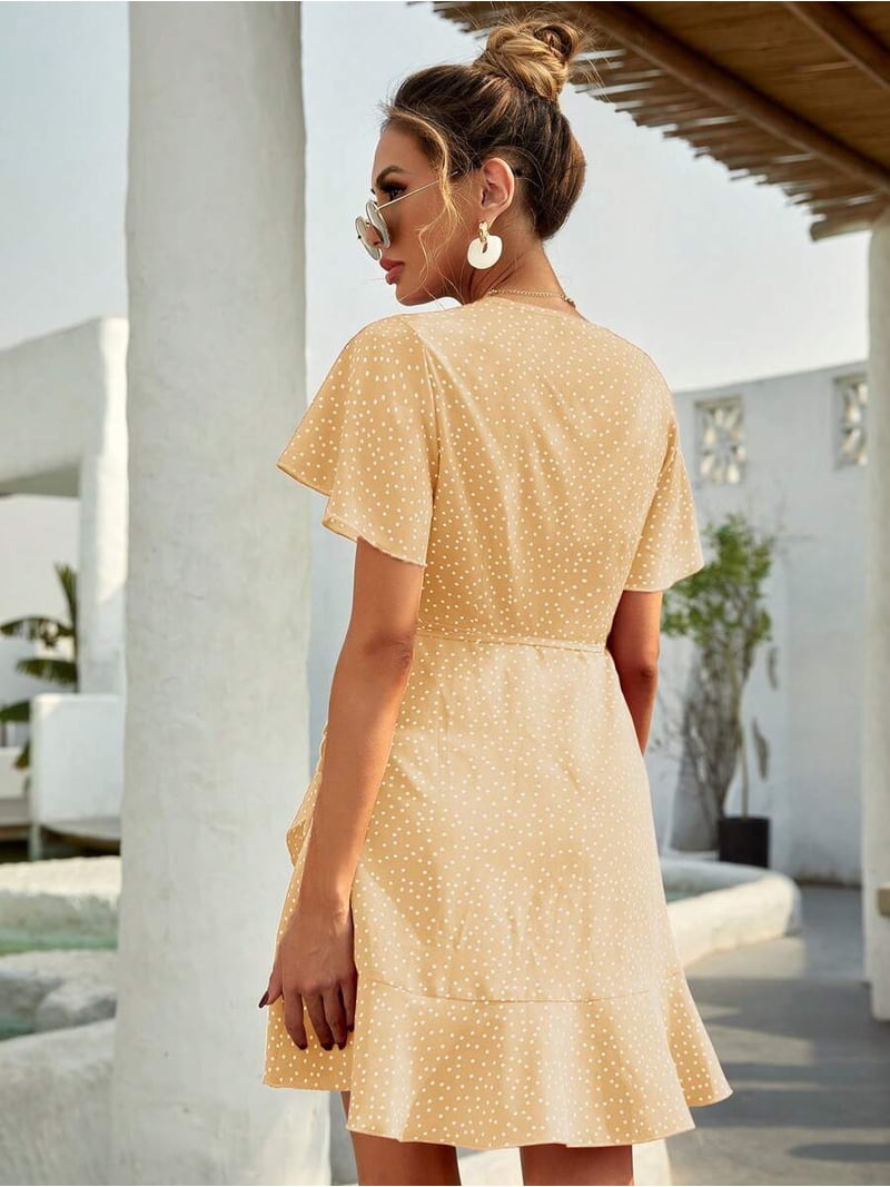 flared ruffle dress Print Short Strapless A-line Dress by Amarra 89004 6 / Nude/Multi
