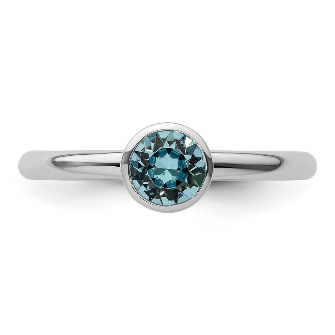925 Sterling Silver Bezel Polished Stackable High 5mm March Crystal Ring Size 10 Stackable Ring for Women