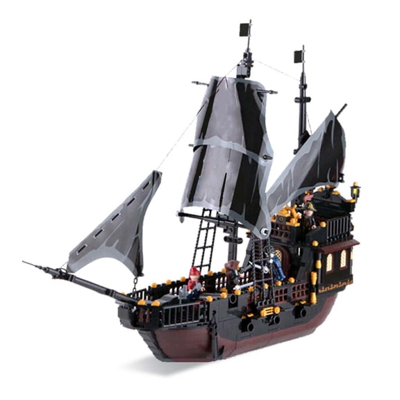 Kahopy Pirates Ship Model Building Blocks Kits, Black Ship Model, Building Sets with 5 Mini Figures, Building Toys for Boys Girls (621 Pieces)