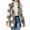 Brown, variant on Plus Size Button Cardigan for Women Black Open Front Long Sleeve Jackets Trendy Fall Plaid Printed Trim Tops Outerwear with Pockets Black S