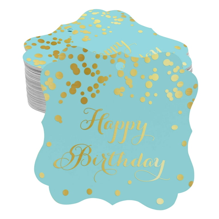 Inkdotpot Real Gold Foil Bracket Shape Paper Hang Tags Happy Birthday Favor  Tags Pack Of 100