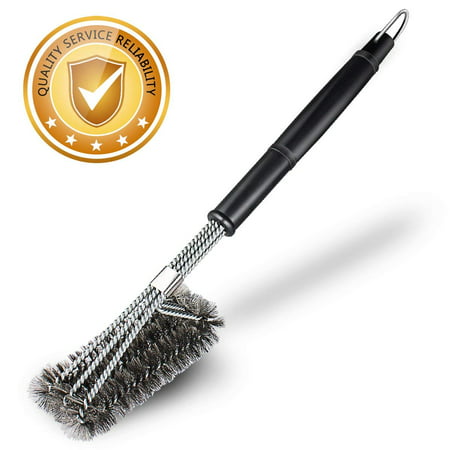 Grill Brush, Bristle Free BBQ Grill Brush, 100% Rust Resistant Stainless Steel Barbecue Grill Cleaner, Best Accessories, Safe for Porcelain, Ceramic, Steel,