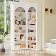 thumbnail image 4 of Modern 6 Tier Corner Bookcase, Arched Bookshelf Display Storage Cabinet, Home L-Shape Cabinet Living Room Furniture, White, 4 of 10