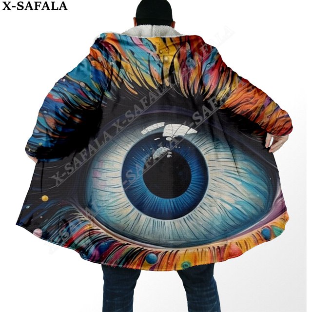 Capa de sueño con estampado 3D de ojos psicodélicos Trippy para hombres, abrigo grueso y cálido con capucha, abrigo de lana a prueba de viento, bata, manta, 10
