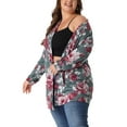thumbnail image 4 of Agnes Orinda Women's Plus Size Duster Floral Sweater Lightweight Cardigan 2X Gray Green, 4 of 6