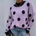 thumbnail image 1 of Chandail Tricoté à Pois Col Rond pour Femmes Mode Chandail Tricoté Haut Blouse, 1 of 8