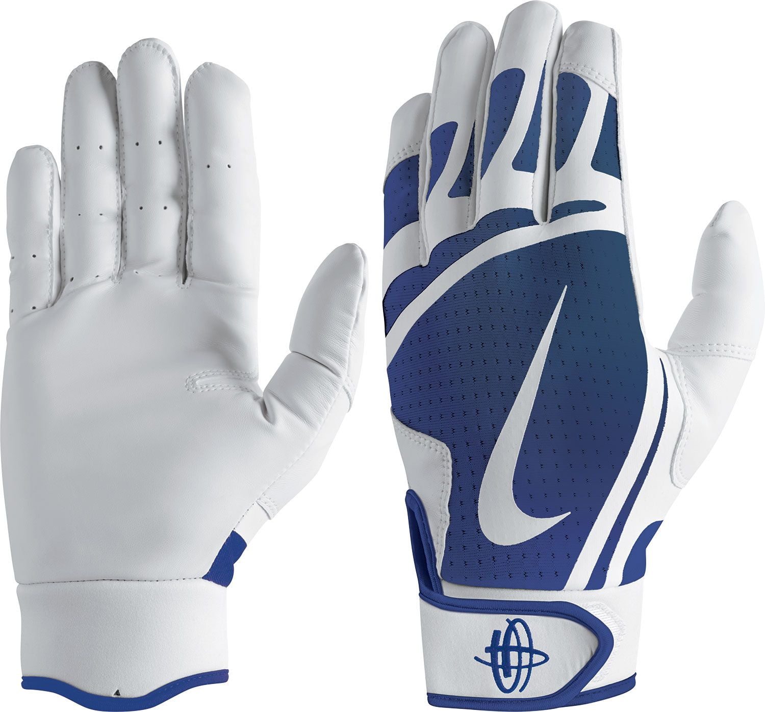 Nike Youth Huarache Edge Batting Gloves, White/Royal, S