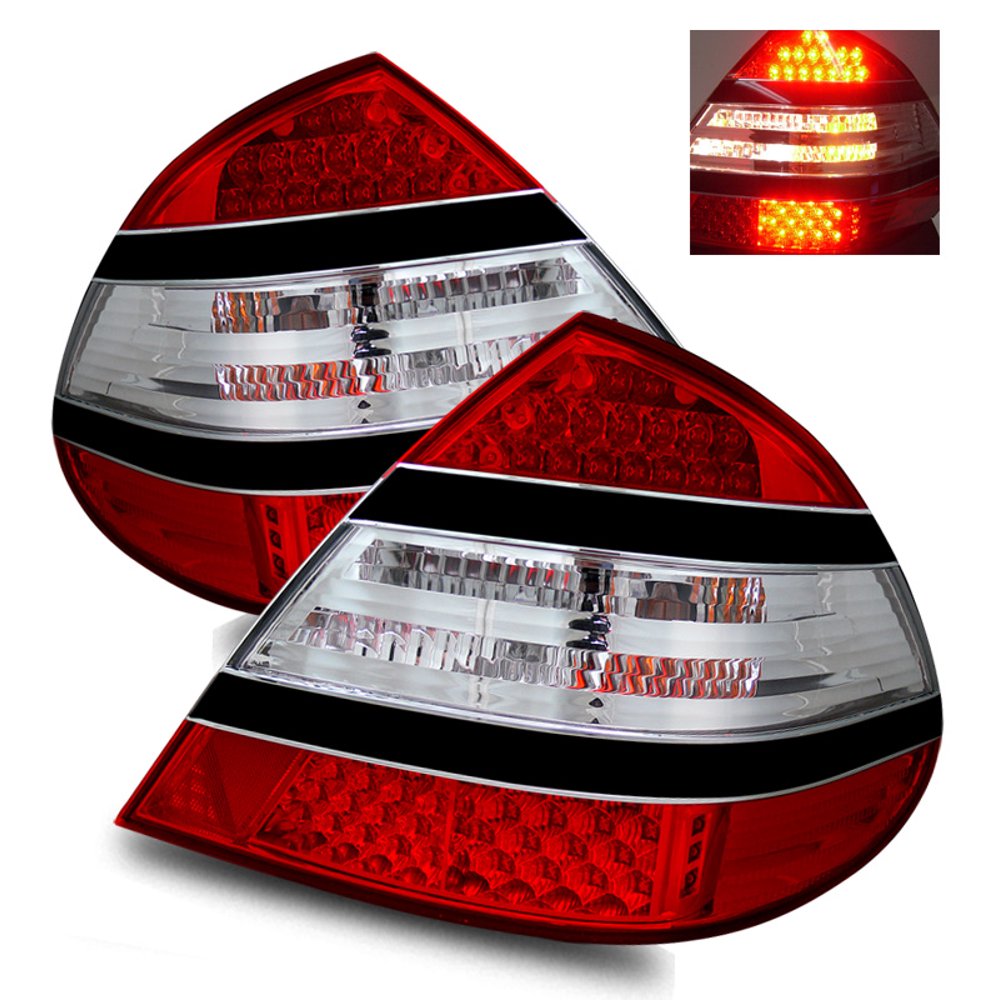 For 0306 Mercedes W211 E320/E350/E500/E55 Red Clear/Black Trim LED
