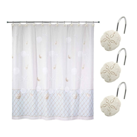 Avanti Linens Seaglass 13-Piece Shower Curtain & Hook Set