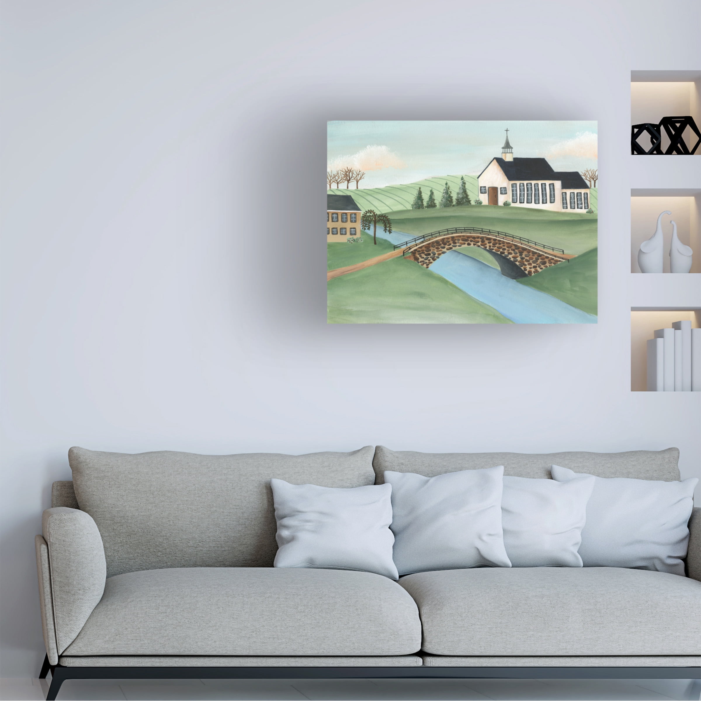 Regina Moore 'Folk Church Scene I' Canvas Art