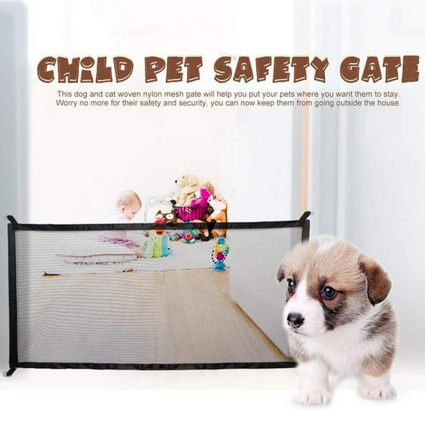 Yinanstore Gate For Dogs Portable Mesh Folding Safety Fence Dog Gate Indoor Stair Doorway 180x72cm 180x72cm Black Black1 180x72cm