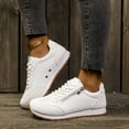thumbnail image 3 of Rokment White Running Walking Shoes for Women 2026 Spring Fall Comfortable Leather Suede Patchwork Zip up Memory Foam Skate Fashion Sneakers Casual Tennis Flat White Size 7.5, 3 of 6