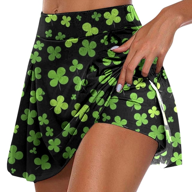 Kcodviy Jupe à Franges pour Femmes pour la Saint-Patrick Jupe Imprimée Décontractée Jupe à Fleurs Demi-Jupe