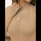 thumbnail image 5 of Blusa de Larga de para Mujer, Blusa de Encaje Transparente con Cuello Alto y Bordado Floral. Albaricoque XL, 5 of 8