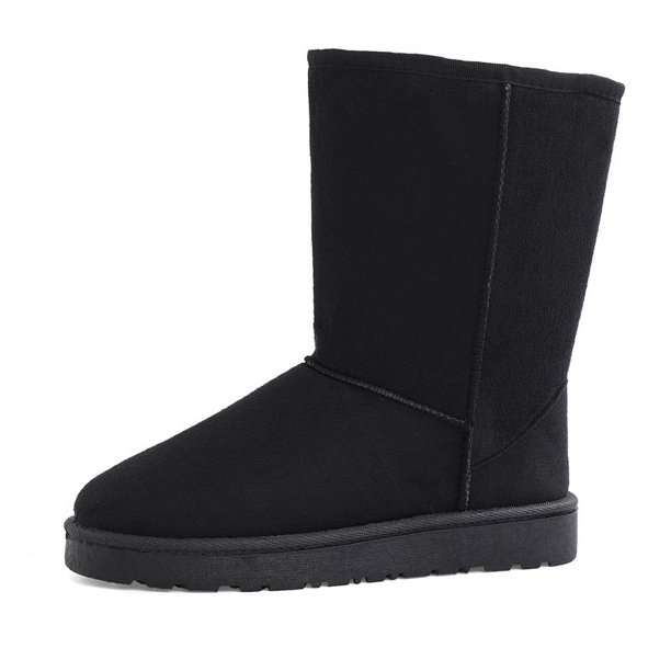 Botas de nieve altas de moda de 44 yardas, zapatos de algodón cálidos de terciopelo para mujer, botas de mujer de cabeza redonda